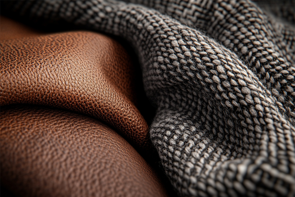 Detailaufnahme von Leder und Stoff