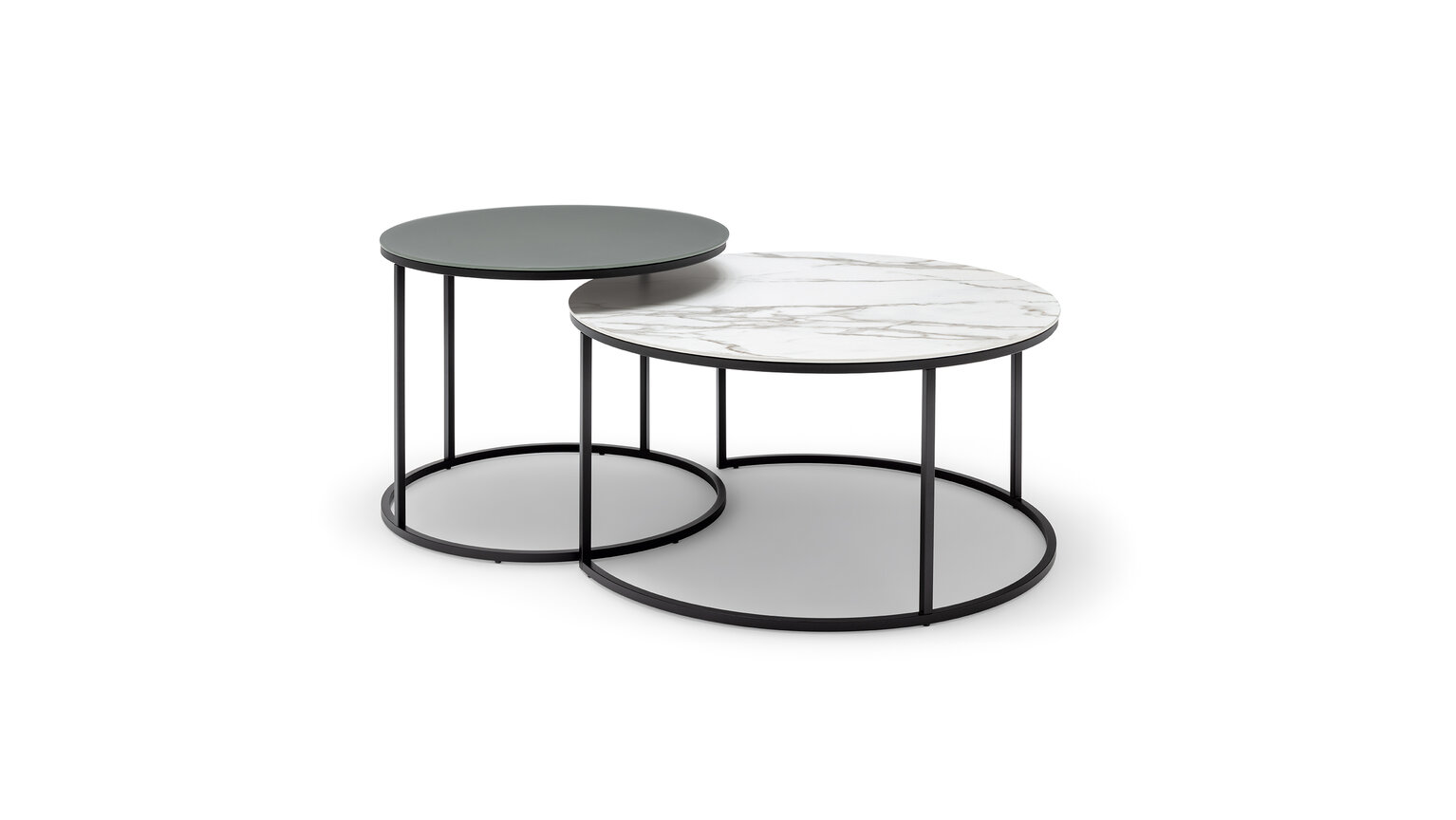 salontisch cr.402 von creation by Rolf Benz mit Marmorplatte/Glasplatte und Metallgestell