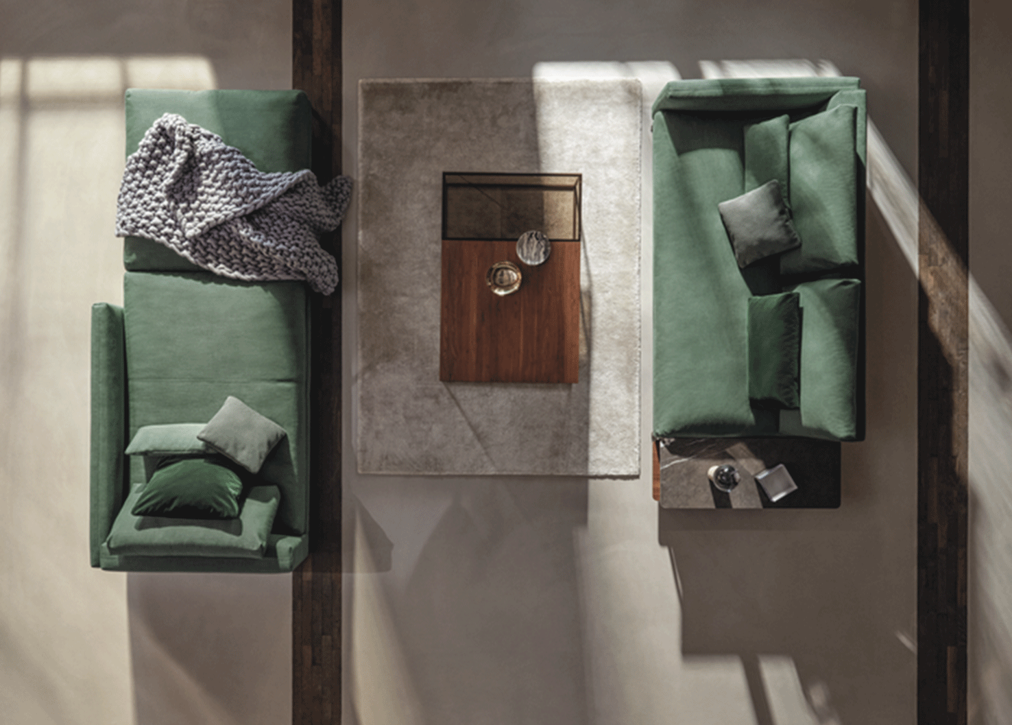 Sofa Nuvola von Rolf Benz aus grünem Stoff