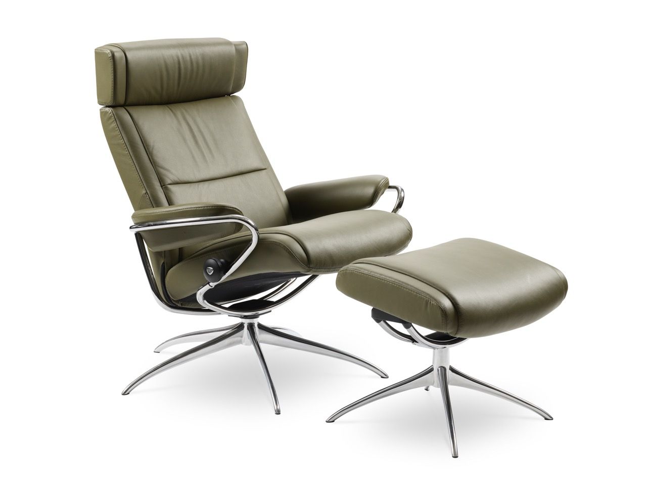Sessel London von Stressless in einem grünen Leder 
