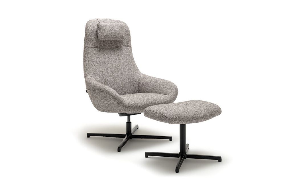 Relaxsessel von creation by Rolf Benz: CR.485 in grauem Stoff mit Hocker