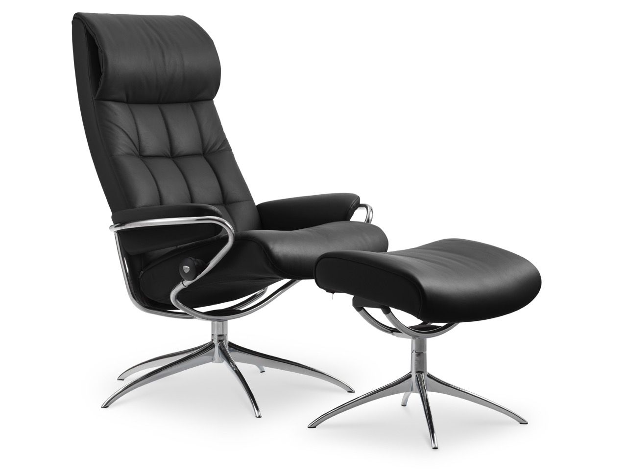 Sessel London von Stressless in einem schwarzen Leder 