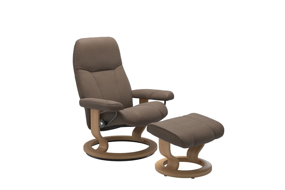 Relaxsessel von Stressless: Consul Classic in braunem Leder mit Hocker